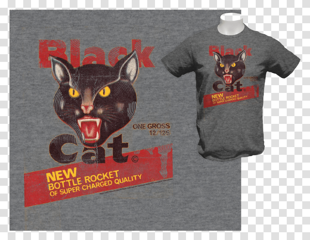 Black Cat Bottle Rocket T Shirt Black Cat Fireworks, Apparel, T-Shirt, Pet Transparent Png