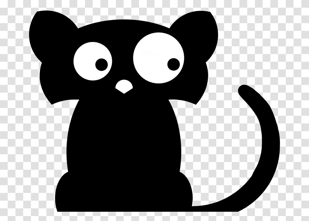 Black Cat Cute Silhouette Stencil Animal Kitty Black Cat, Moon, Outer Space, Night, Astronomy Transparent Png