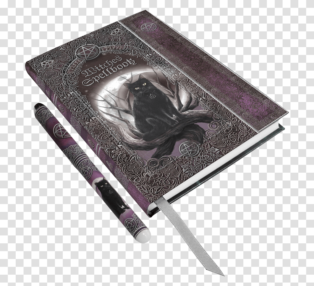 Black Cat Embossed Spell Book With Pen Incantation, Tabletop, Furniture, Diary Transparent Png