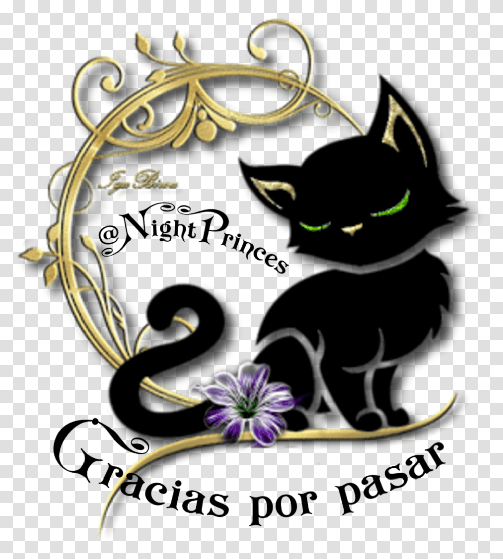 Black Cat, Floral Design, Pattern Transparent Png