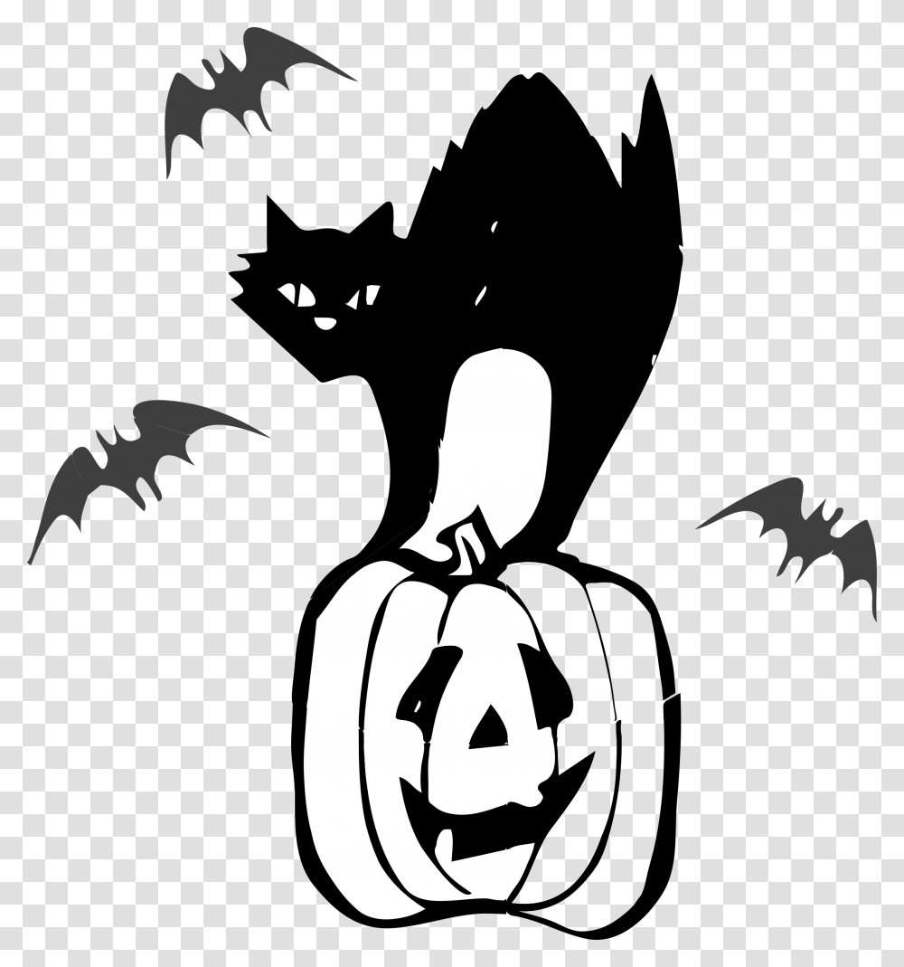 Black Cat Halloween Clipart On Pumkin Indis Site, Stencil, Batman Logo, Silhouette Transparent Png