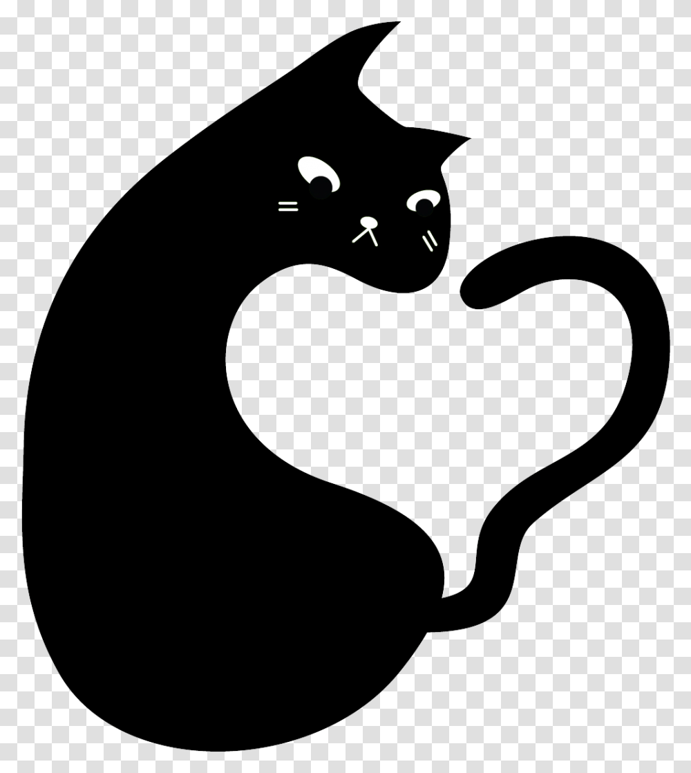 Black Cat, Heart, Pet, Mammal, Animal Transparent Png