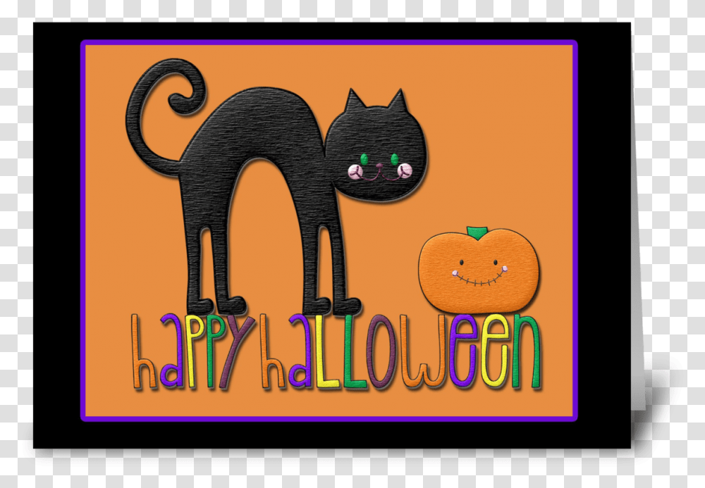Black Cat Pumpkin Happy Halloween Greeting Card Cat Black Happy Halloween, Animal, Mammal, Lemur, Wildlife Transparent Png