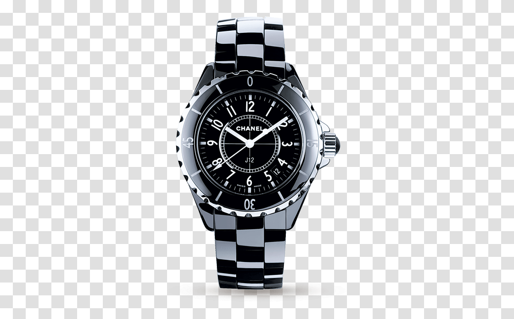 Black Chanel J12 Watch, Wristwatch Transparent Png