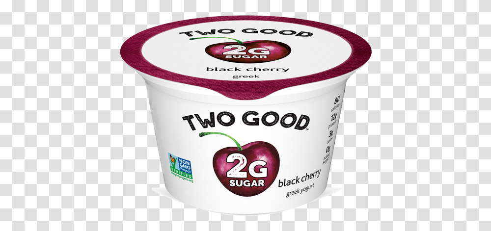 Black Cherry Two Good Greek Lowfat Yogurt With 2 Grams Two Good Yogurt, Dessert, Food, Cream, Creme Transparent Png