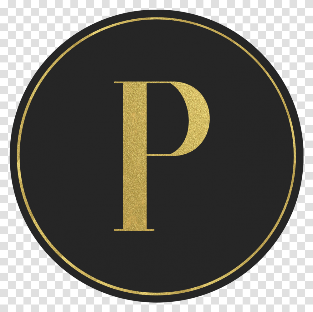 Black Circle Banner With Gold Letter P Circle, Number, Alphabet Transparent Png