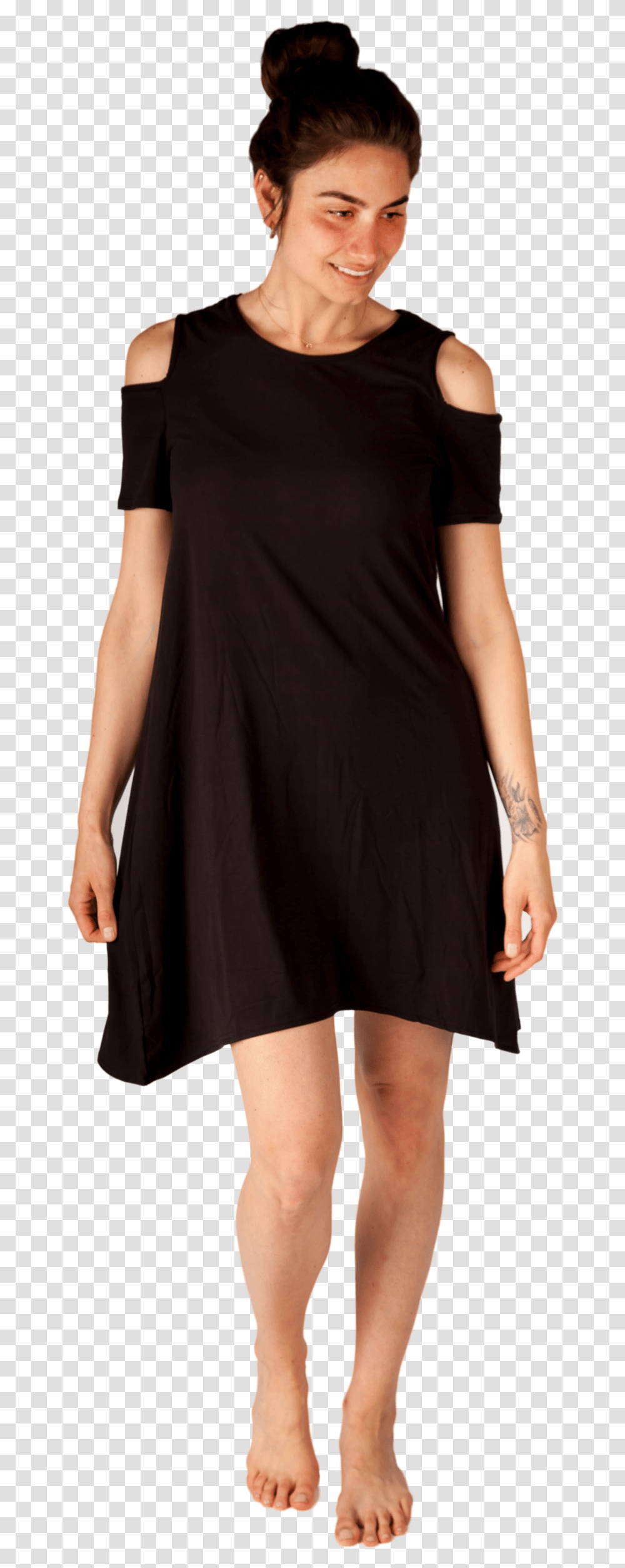 Black Cold Shoulder Dress Sukienka Z Dugim Rkawem, Person, Sleeve, Female Transparent Png