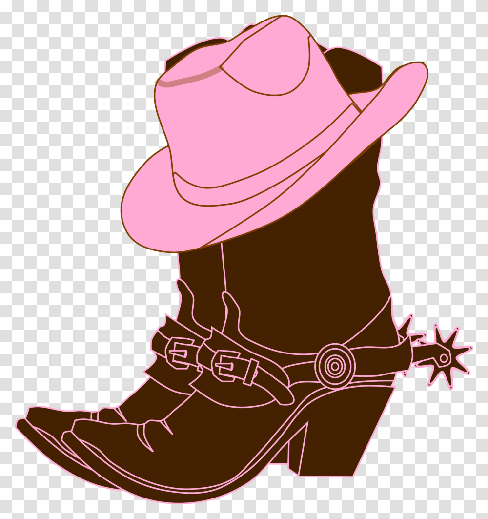 Black Cowboy Boots And Hats Drawing Free Image Cowgirl Boots Clipart, Clothing, Apparel, Footwear, Cowboy Hat Transparent Png