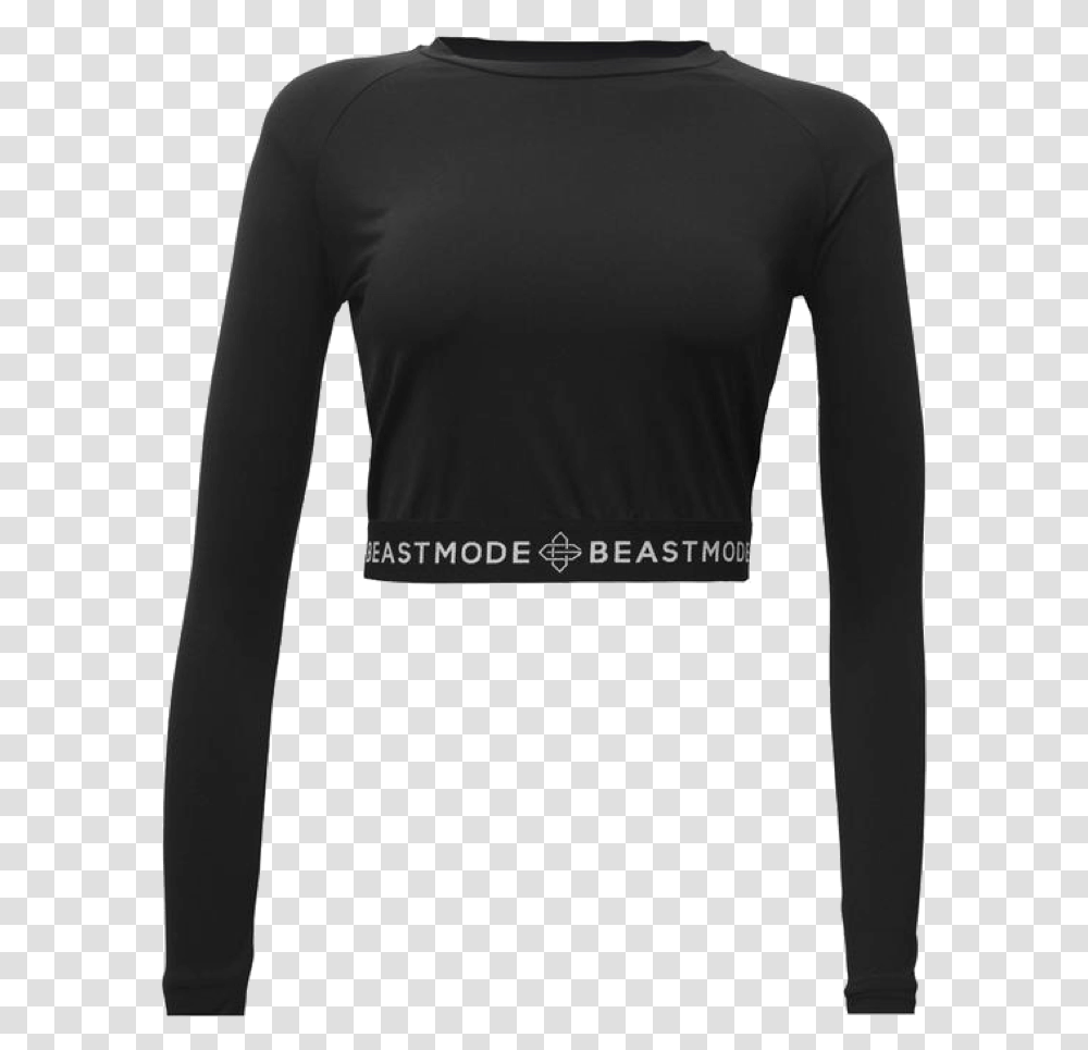 Black Cropped Long Sleeve, Apparel, Sweatshirt, Sweater Transparent Png