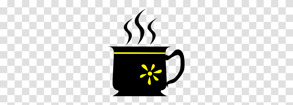 Black Cup With Yellow Flower Clip Art, Coffee Cup, Stencil, Light, Dynamite Transparent Png