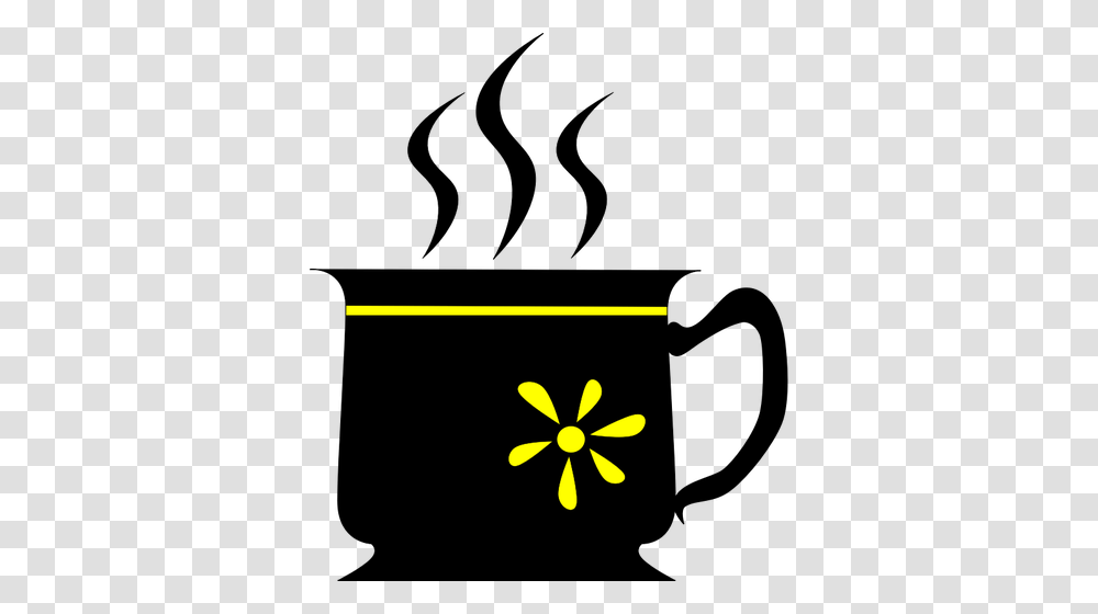 Black Cup With Yellow Flower Vector Clip Art, Floral Design, Pattern Transparent Png