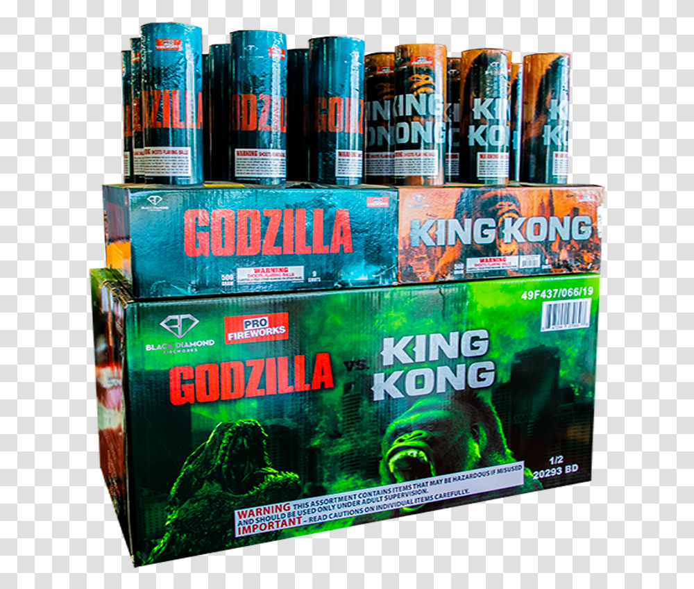 Black Diamond Fireworks & Pro Godzilla Vs Kong Godzilla Vs Kong Case, Book, Tin, Can, Soda Transparent Png