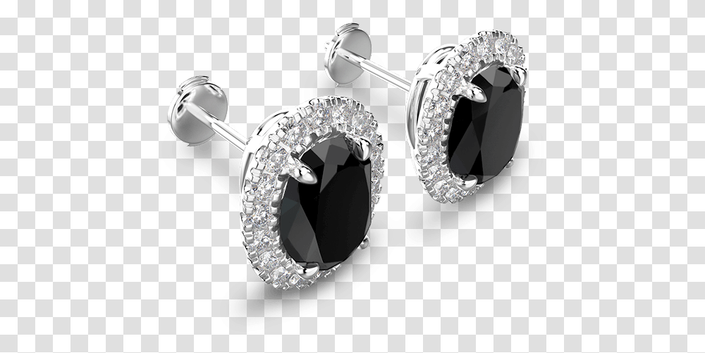 Black Diamond Oval Halo Earrings Earrings, Gemstone, Jewelry, Accessories, Accessory Transparent Png