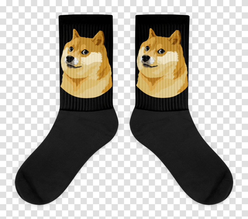 Black Dogecoin Doge Socks Sock, Clothing, Apparel, Shoe, Footwear Transparent Png