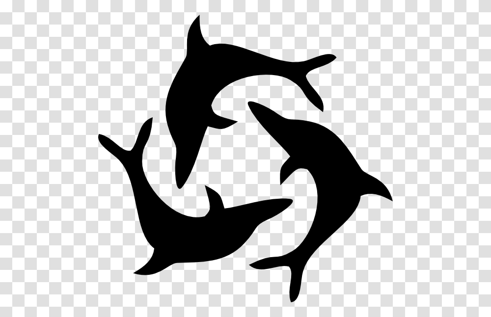 Black Dolphin Triad Clip Art, Stencil, Silhouette Transparent Png