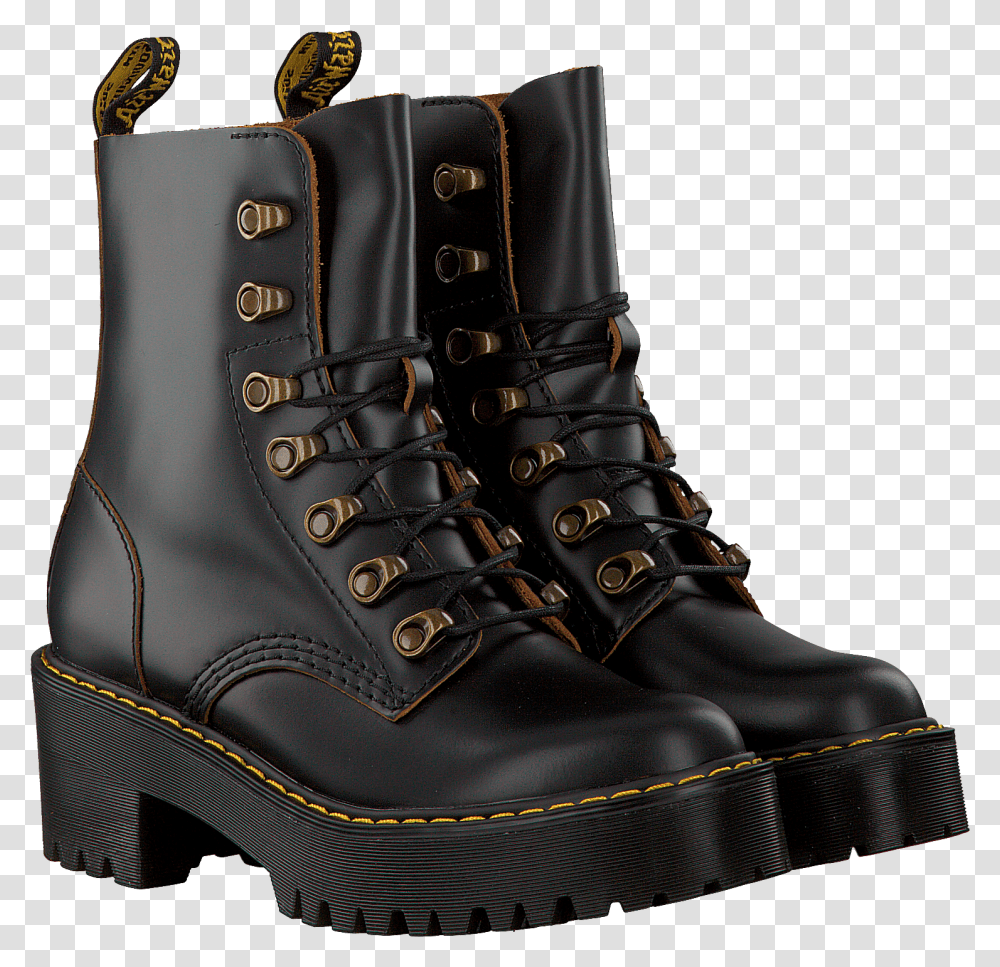Black Dr Martens Lace Up Boots Leona, Apparel, Shoe, Footwear Transparent Png