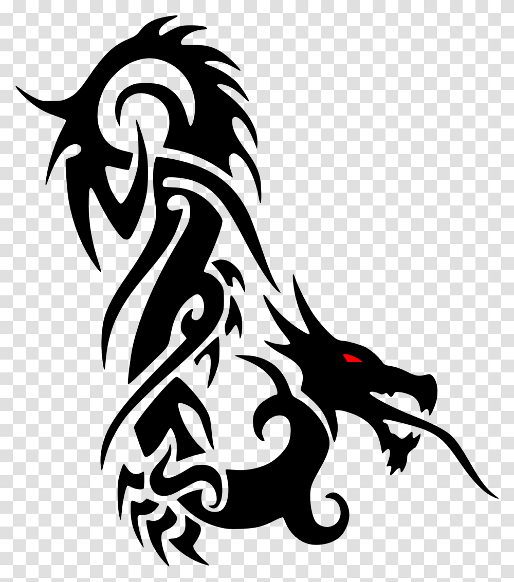 Black Dragon For Tattoo Free Image, Stencil Transparent Png
