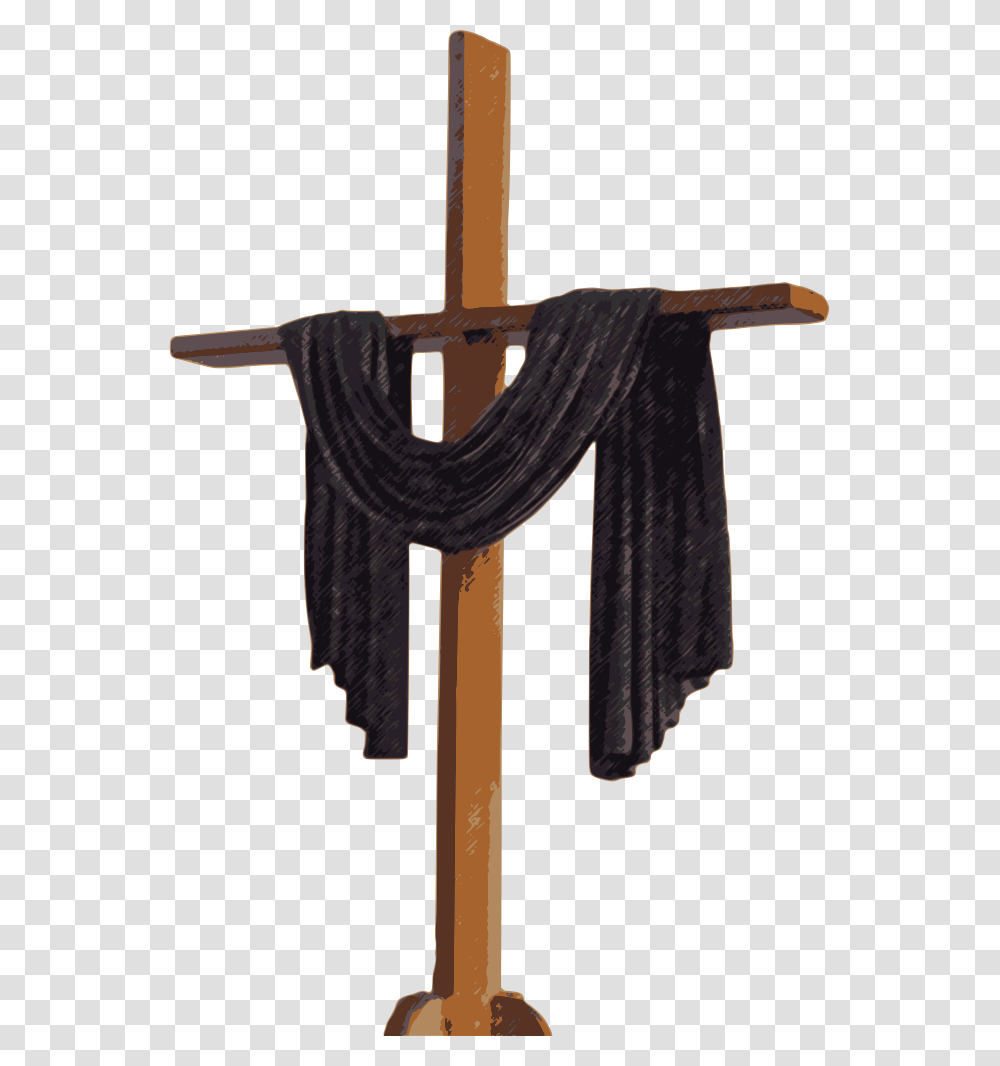 Black Drapped Cross, Axe, Weapon Transparent Png