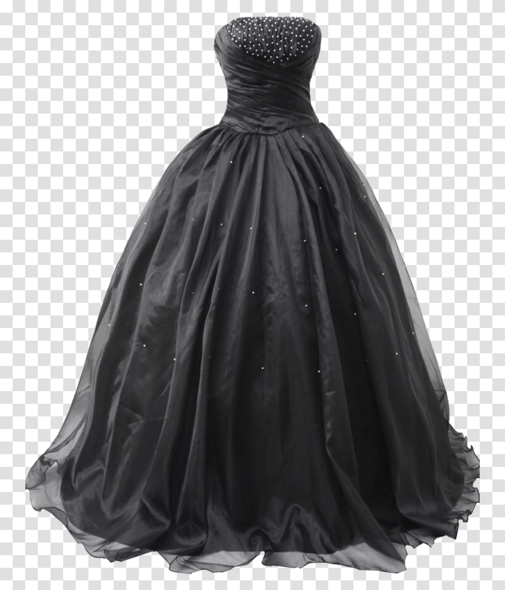Black Dress Image Background Masquerade Ball Black Ball Gown Wedding Dresses, Apparel, Female, Person Transparent Png