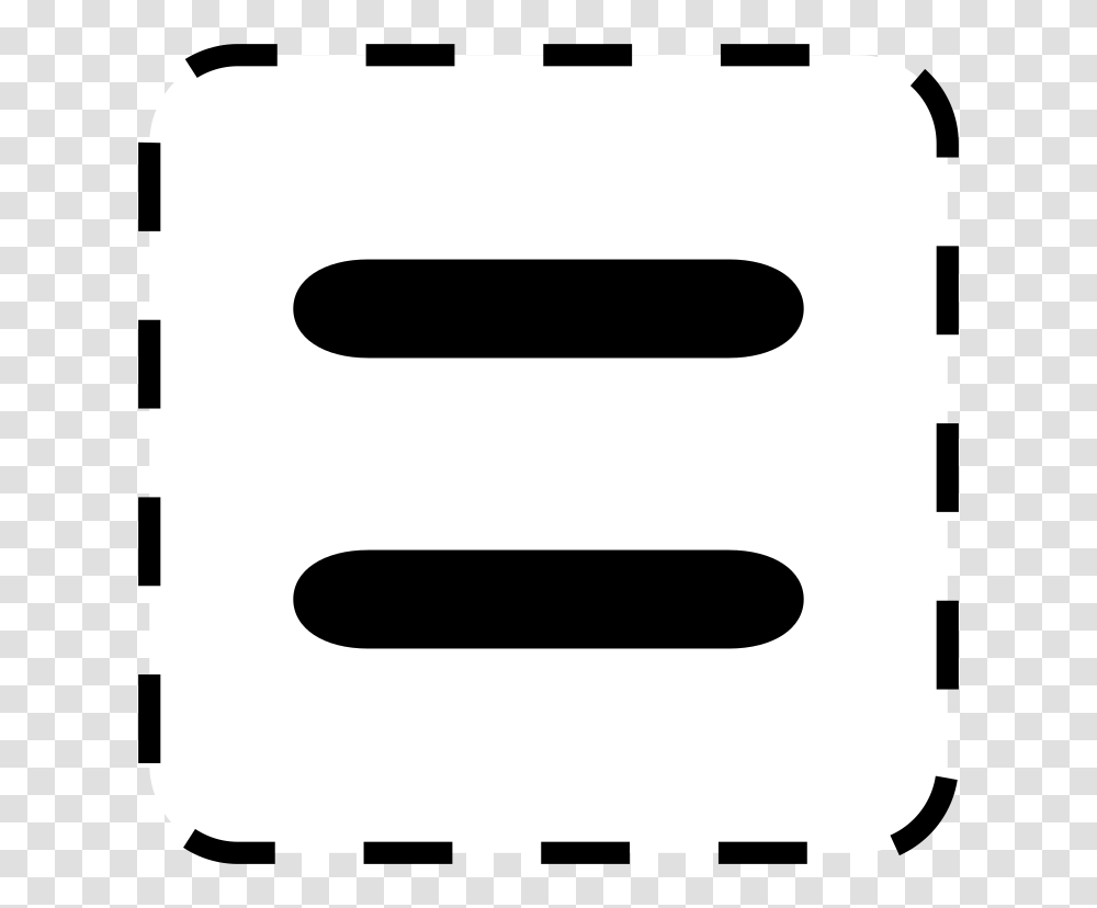 Black Equals Sign On White Rounded Square With Black Dashed, Stencil, Label Transparent Png