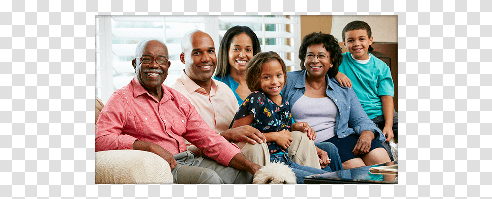 Black Family With Grandparents, Person, Human, People, Glasses Transparent Png