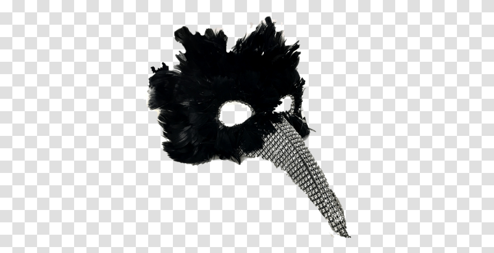 Black Feather Mask With Silver Nose Headpiece, Animal, Bird, Toy, Flying Transparent Png