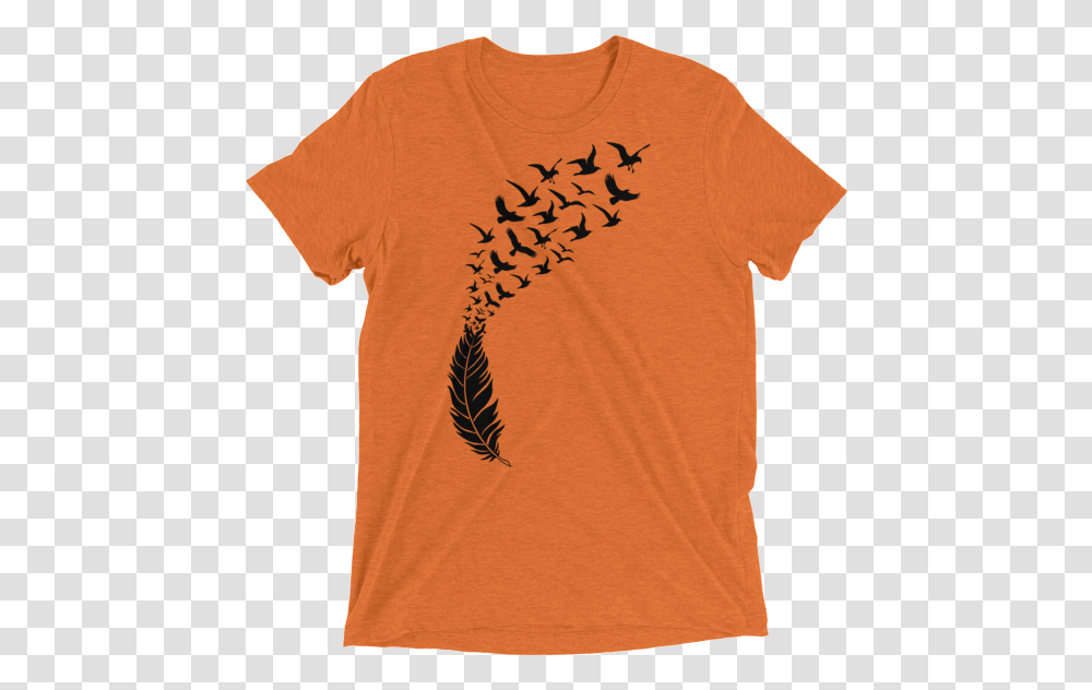 Black Feathers With Flying Birds Short Sleeve Unisex T Shirt Count Your Blessings Shirt, Clothing, Apparel, T-Shirt Transparent Png