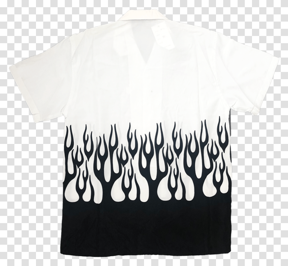 Black Flames Button Up Short Sleeve, Clothing, Apparel, Shirt, T-Shirt Transparent Png