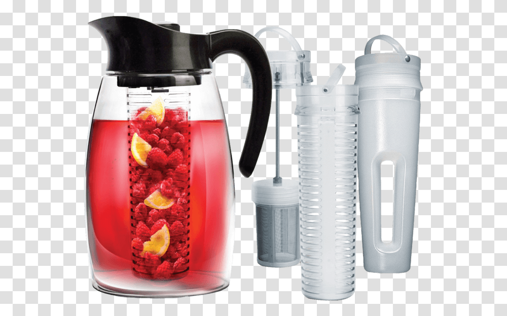 Black Flavor It With Tea And Fruit Infuser With Chill Tea Infuser Pitcher, Raspberry, Plant, Food, Jug Transparent Png