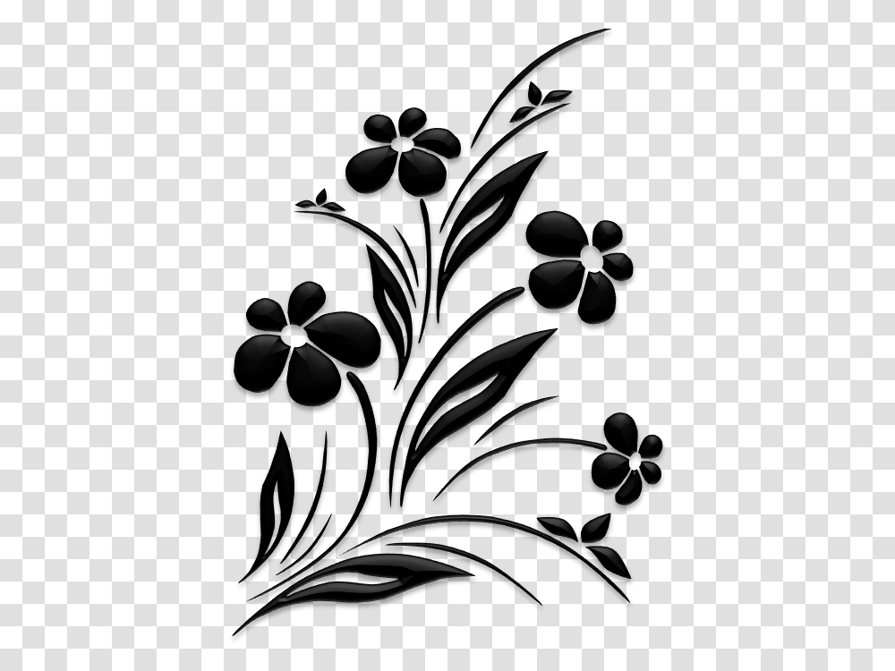 Black Flowers Background, Floral Design, Pattern Transparent Png