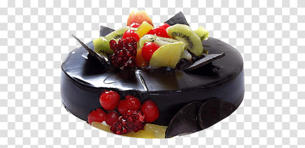 Black Forest Birthday Cake With Fruits, Plant, Dessert, Food, Sweets Transparent Png