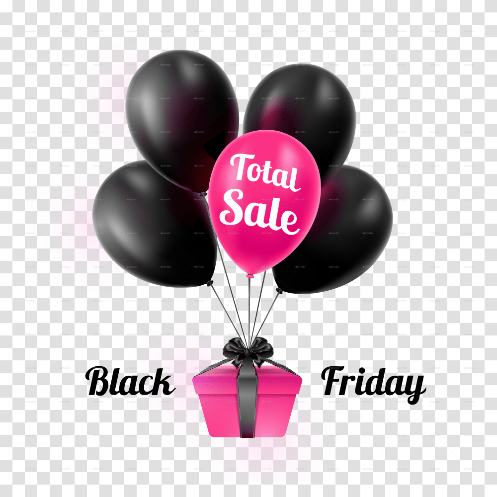 Black Friday Baloons Pink And Black, Balloon, Heart, Graphics Transparent Png