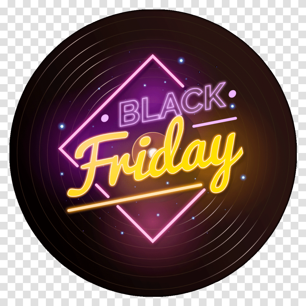 Black Friday Mj's Circle, Light, Neon, Clock Tower, Architecture Transparent Png