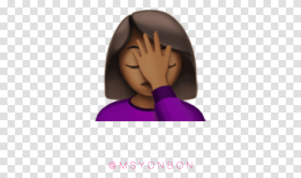 Black Girl Hand Over Face Emoji Hands On The Head Emoji, Cushion, Person, Skin, People Transparent Png