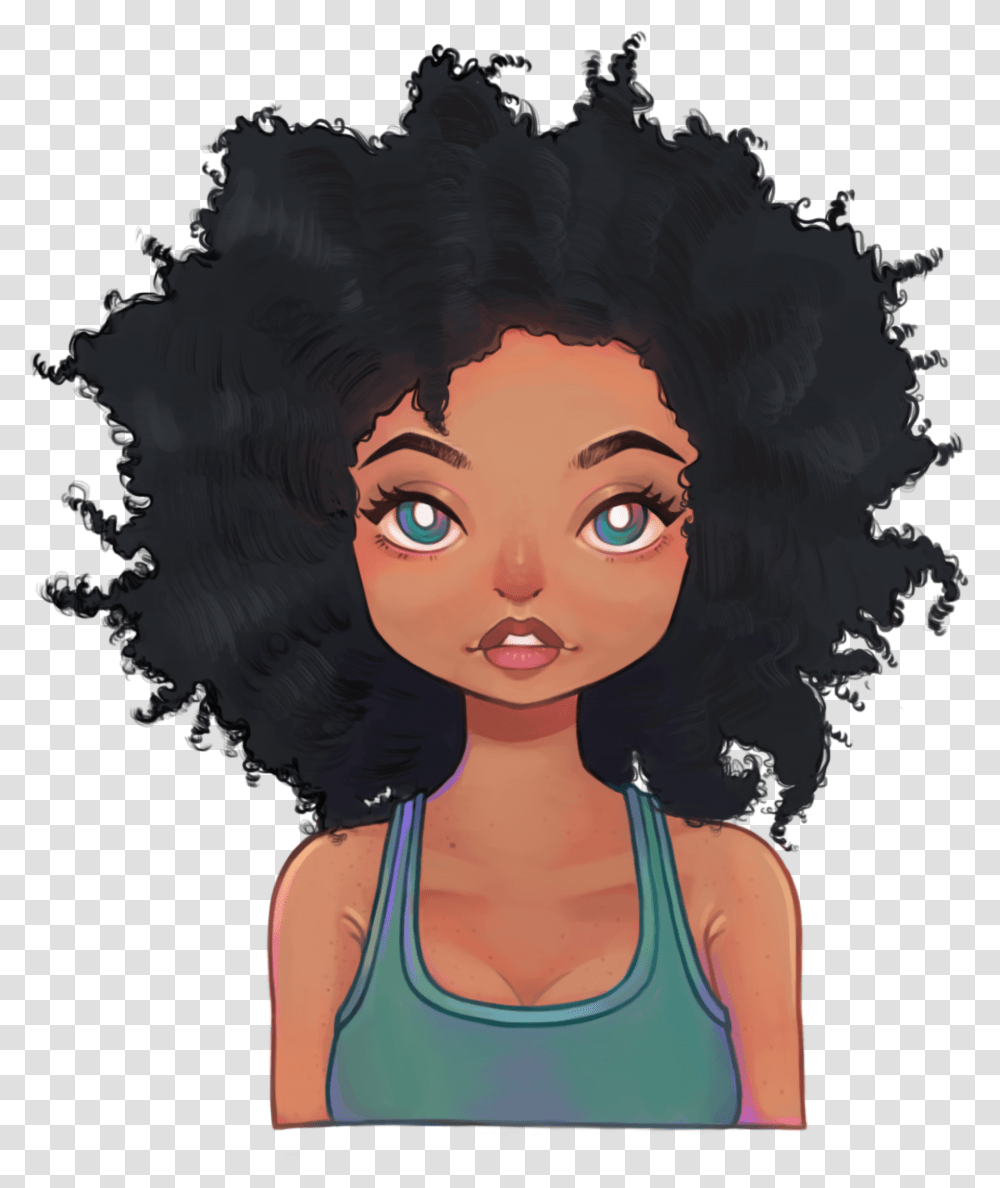 Black Girl With Natural Hair Drawing Afro Drawing Transparent Png