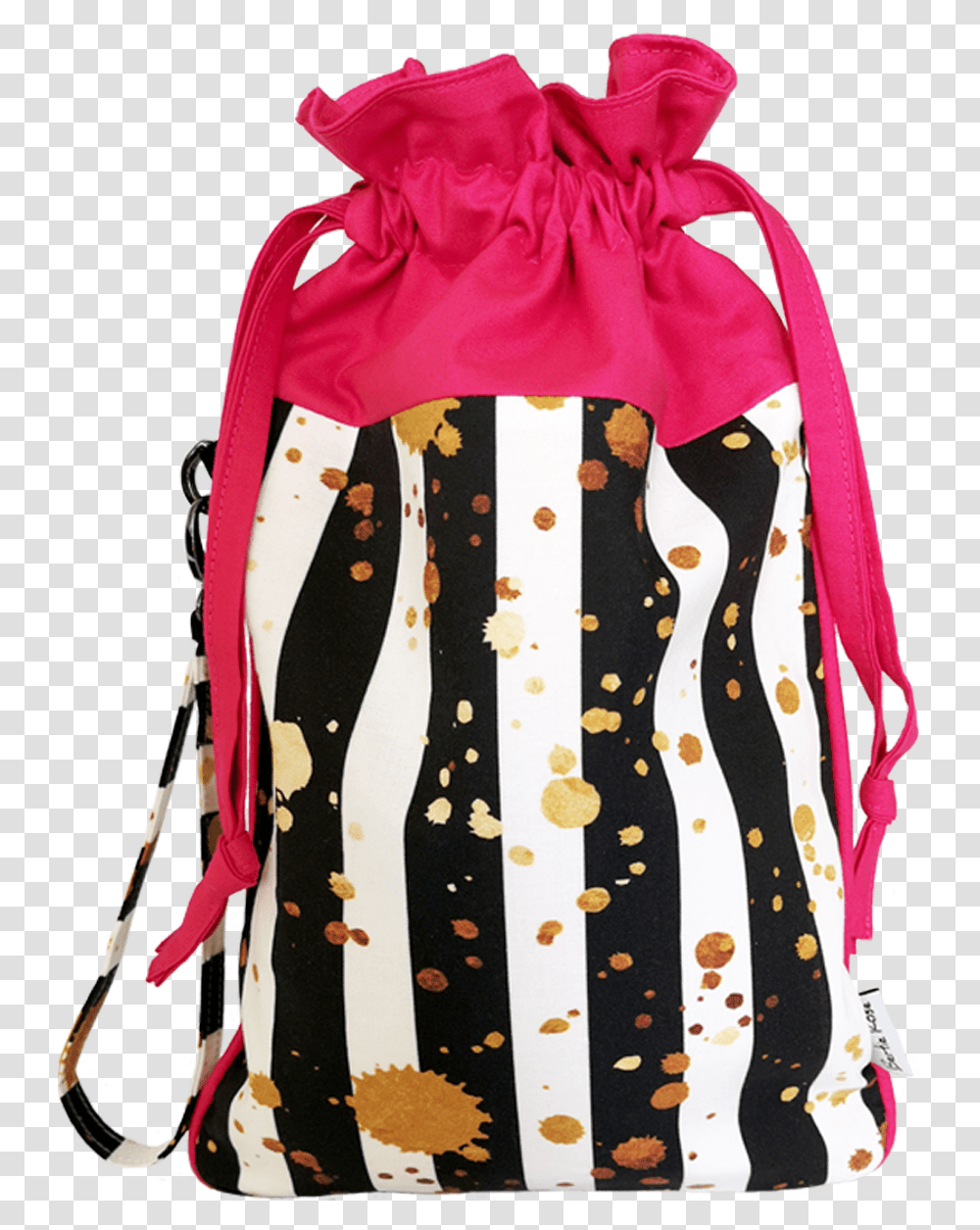 Black Gold And Pink Drawstring Bag Bag, Apparel, Backpack, Tie Transparent Png
