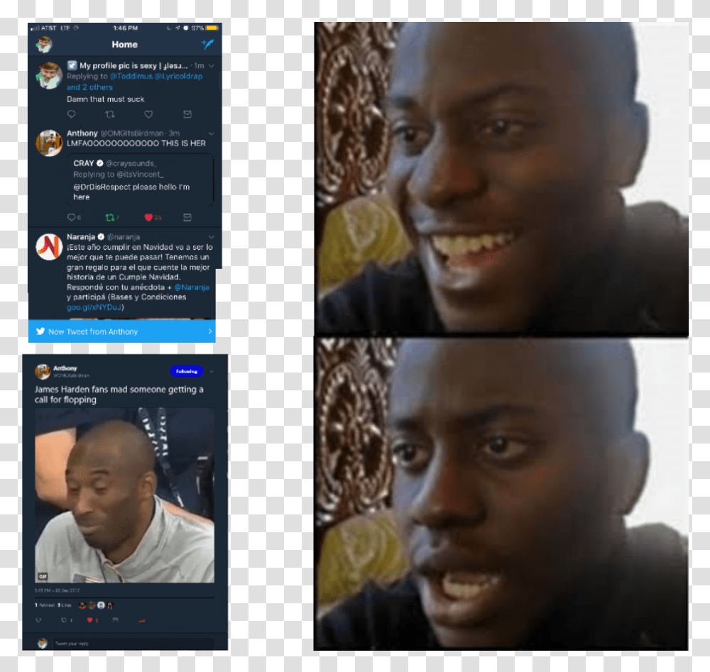 Black Guy Happy Sad Meme, Face, Person, Smile, Head Transparent Png