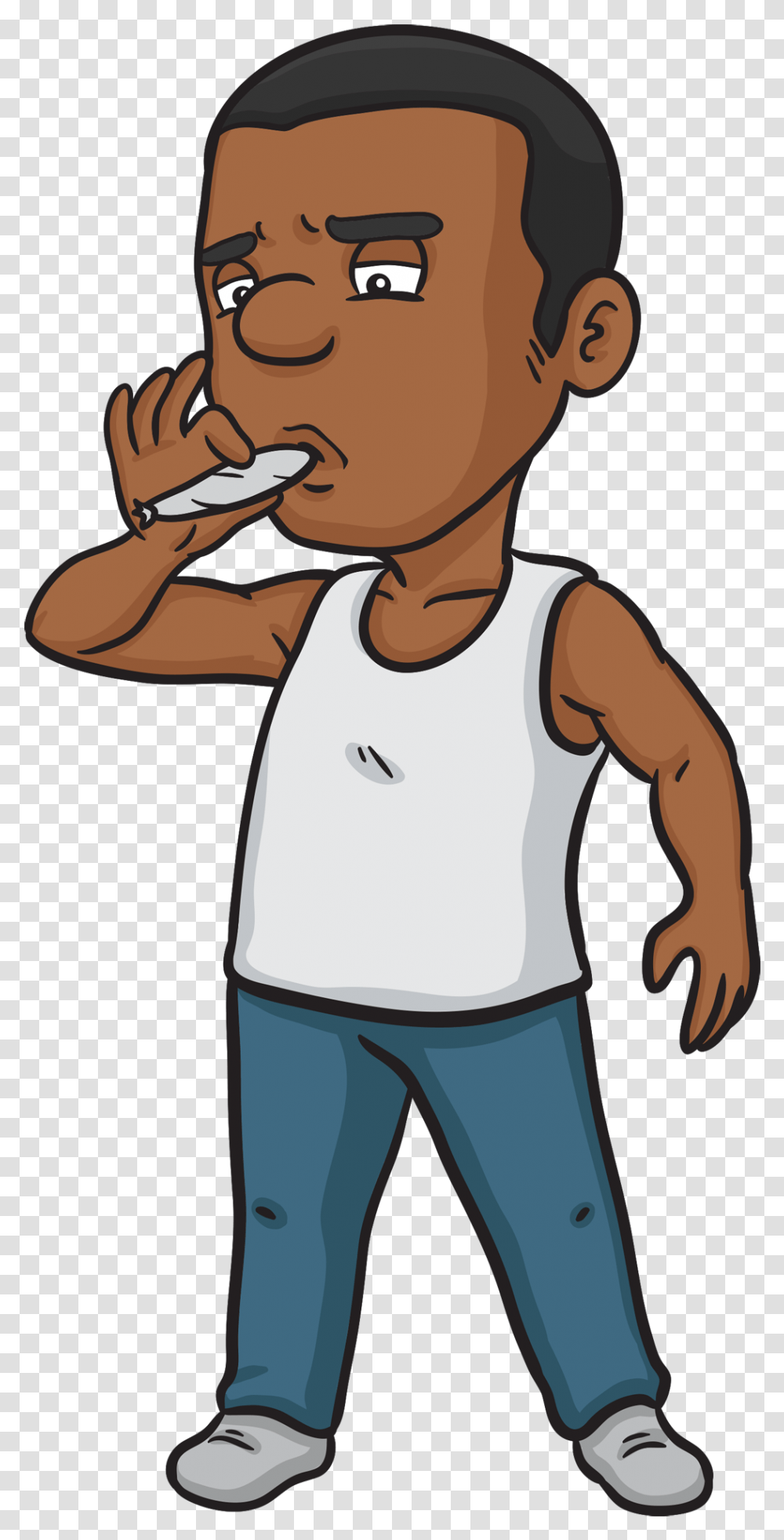 Black Guy Man Smoking Weed Cartoon, Clothing, Apparel, Undershirt, Tank Top Transparent Png
