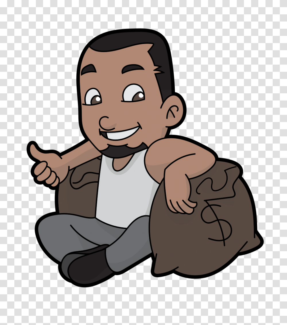 Black Guy Relaxing With Money Cartoon, Baby, Face, Portrait, Photography Transparent Png