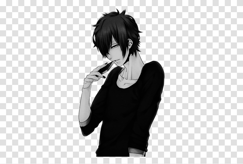 Black Hair And Clothes Anime Guy Anime Boy, Manga, Comics, Book, Person Transparent Png