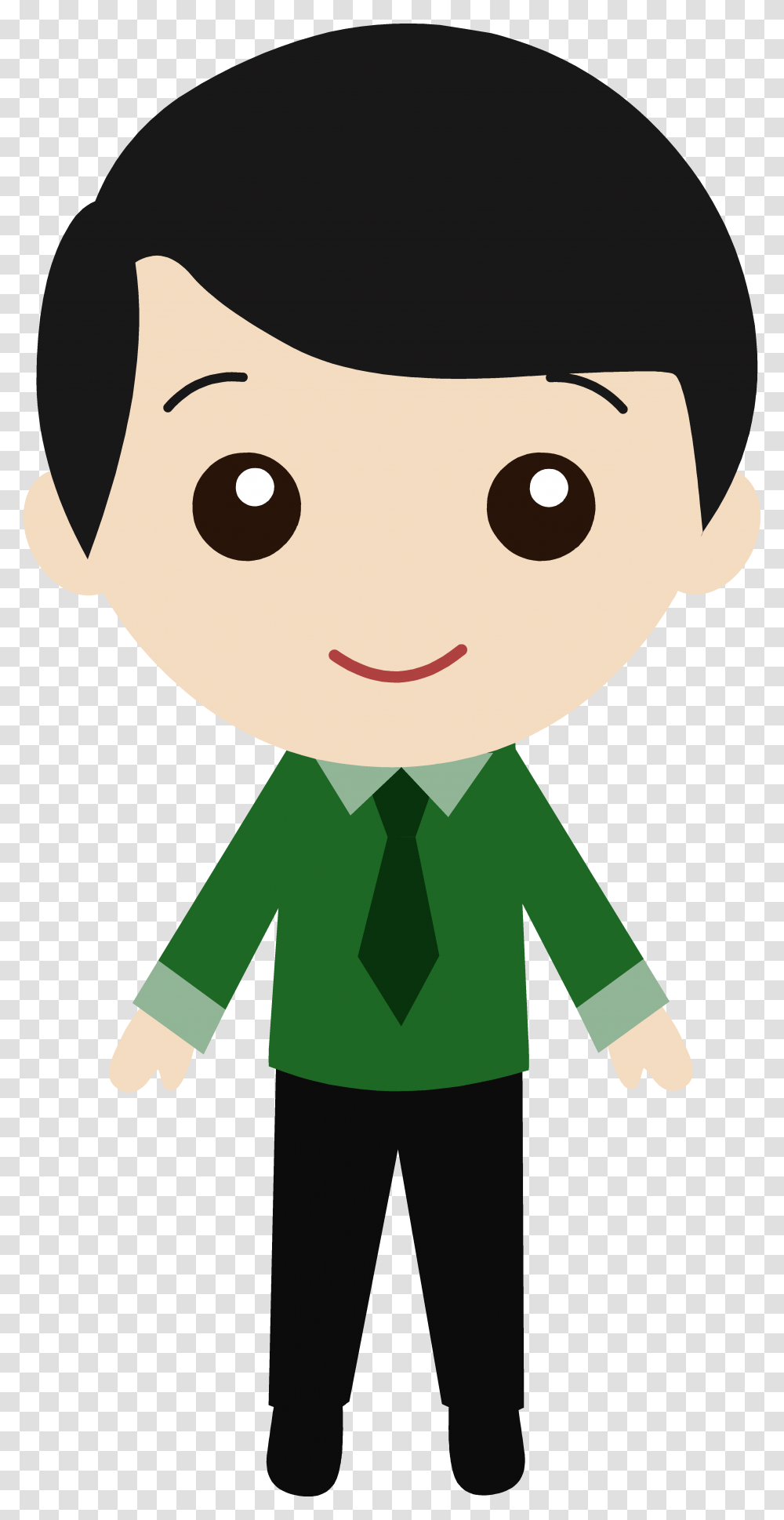 Black Hair Boy Cartoon, Green, Elf, Person, Human Transparent Png