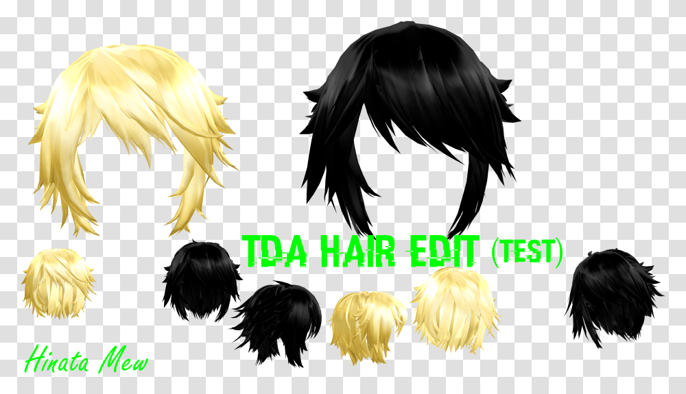Black Hair Coloring Wig Hairstyle Mmd Tda Male Hair, Person, Human, Bird, Animal Transparent Png