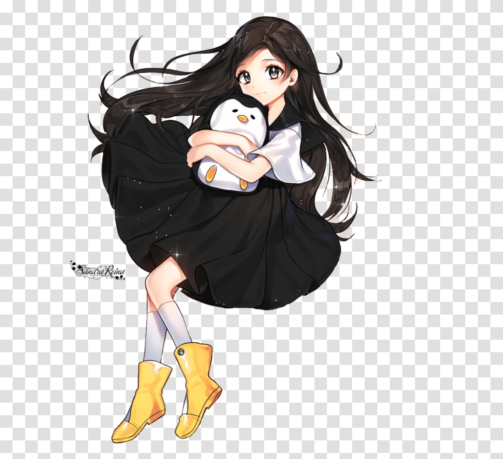 Black Hair Long Brown Cute Little Anime Girl With Black Hair, Person, Human, Performer, Magician Transparent Png