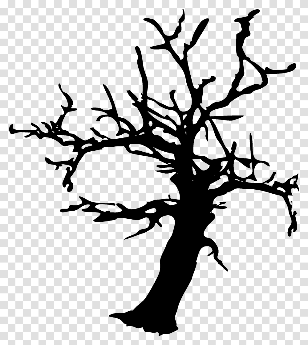 Black Halloween Tree Download Halloween Tree Silhouette, Plant, Cross, Stencil Transparent Png