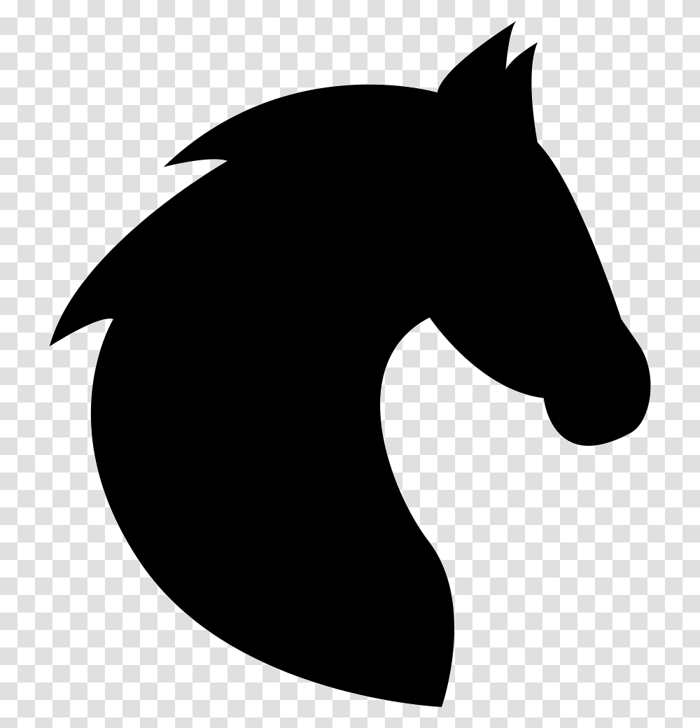 Black Head Horse Side View With Horsehair Icon Free, Silhouette, Stencil, Label Transparent Png