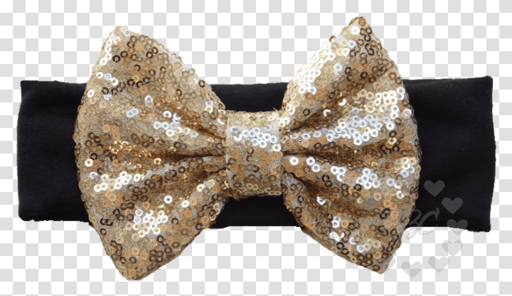 Black Headband With Gold Sequin Bow Headband, Tie, Accessories, Accessory, Necktie Transparent Png