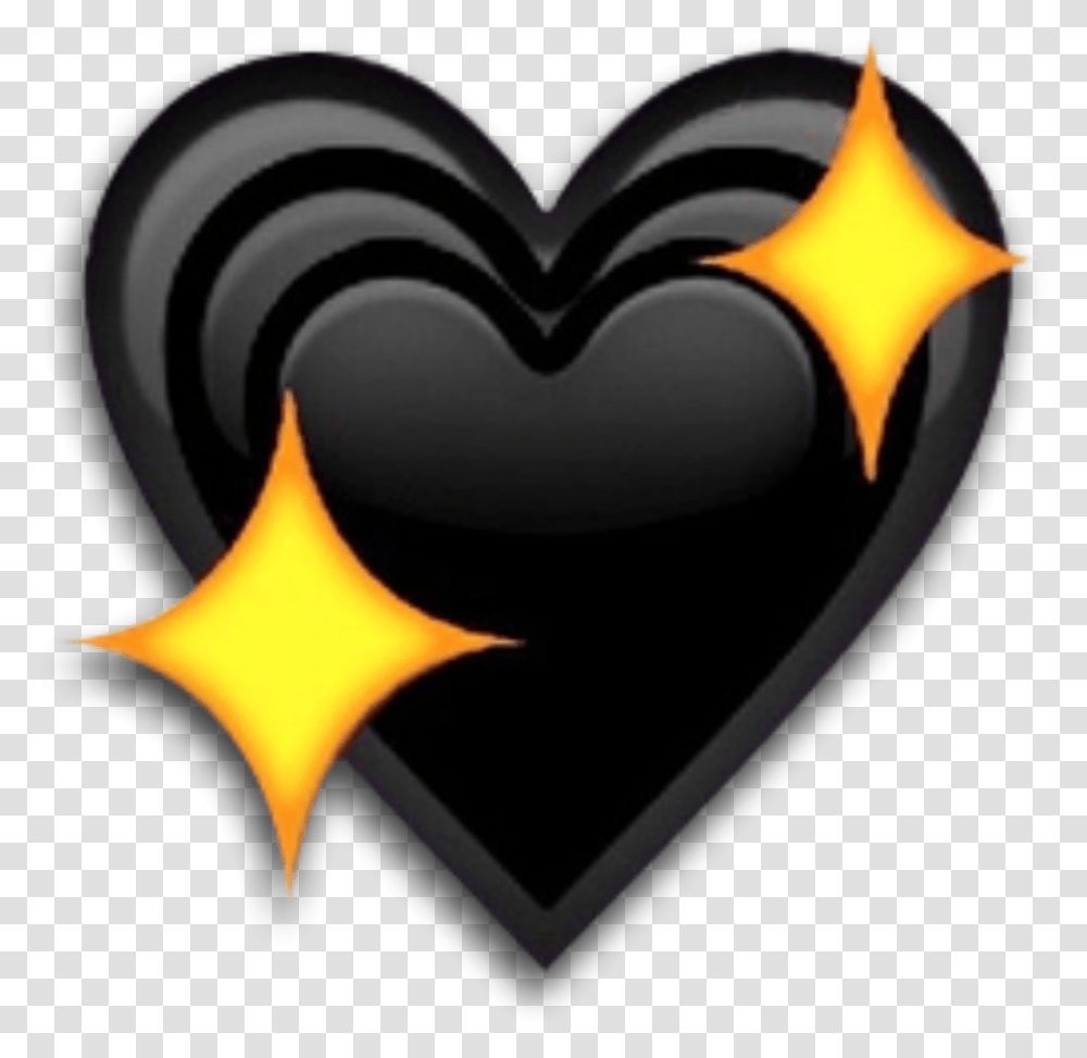 Black Heart Emoji Sparkle Sparkly Sticker Freetoedit Black Heart With Stars Emoji, Fire Transparent Png