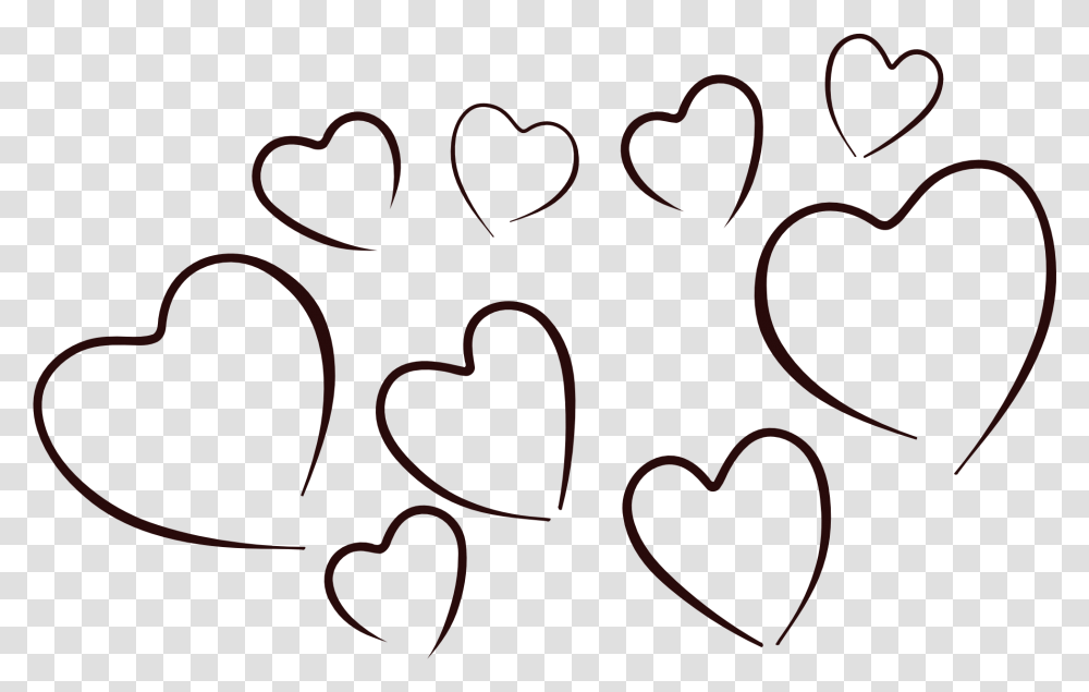 Black Heart Hearts Outline, Face, Alphabet, Pattern Transparent Png
