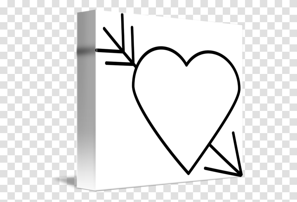 Black Heart Outline With Arrow Through It, Label, Drawing, Pillow Transparent Png