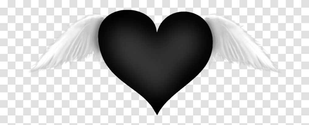 Black Heart With White Wings, Cushion, Pillow, Bird, Animal Transparent Png